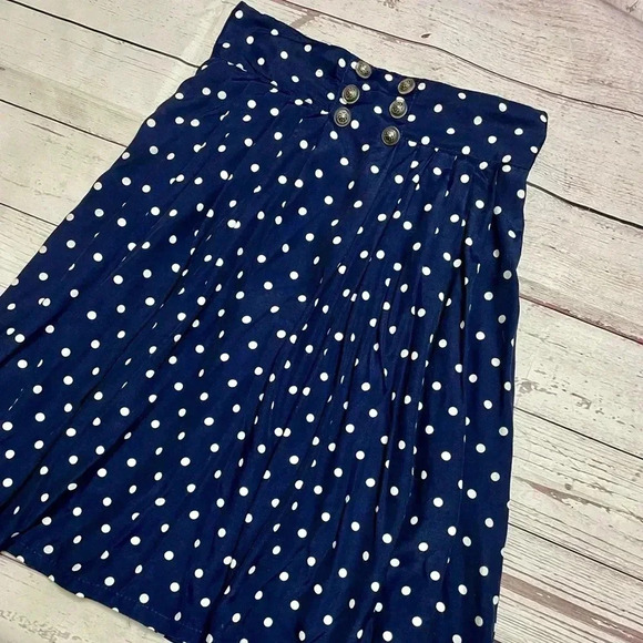 Vintage 1990s High Waisted Pleated Polka Dot‎ Mini Skirt VTG Made in USA - Picture 13 of 13